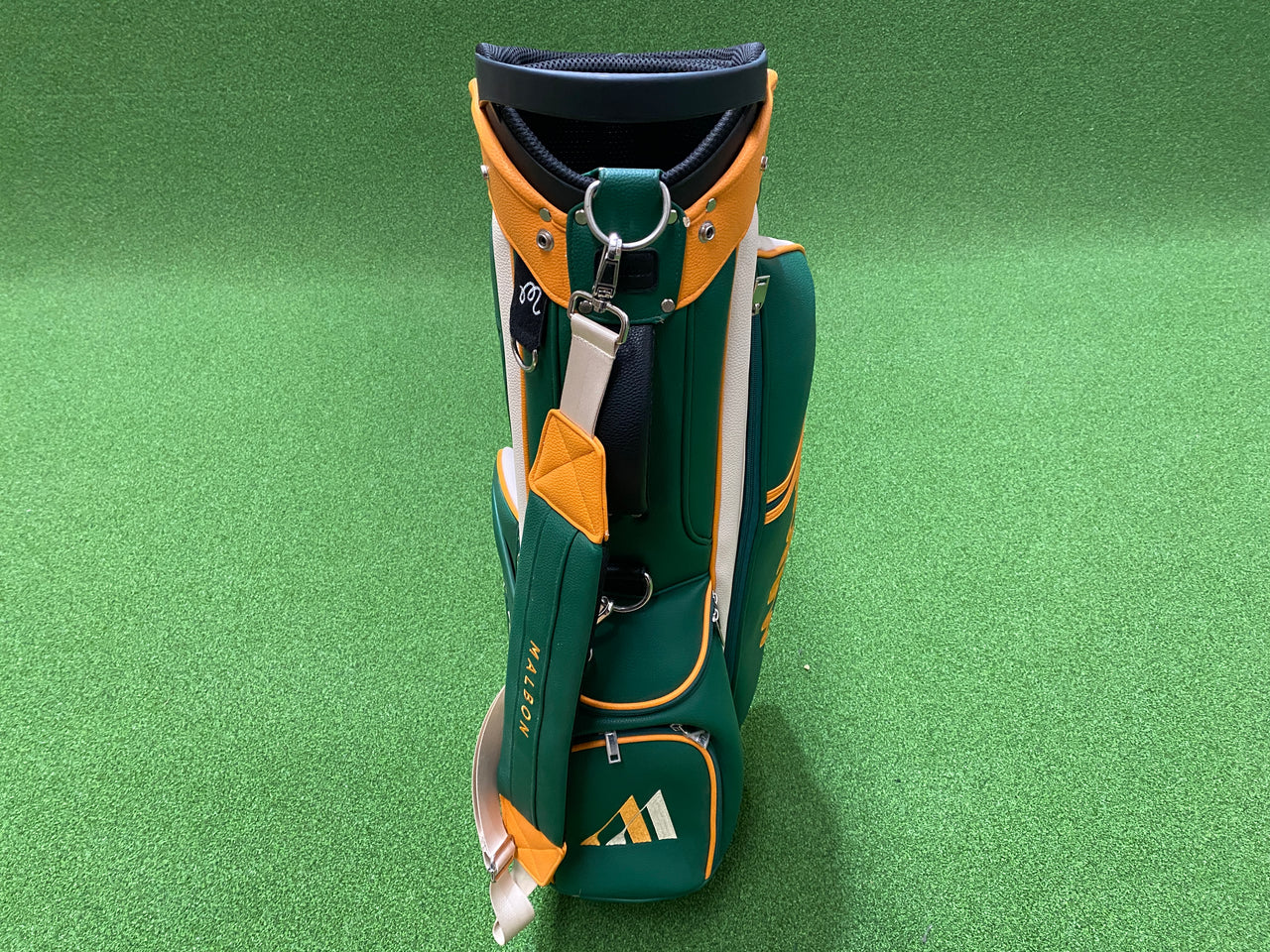 Malbon Green/Yellow/White 4-Way Stand Bag with Raincover