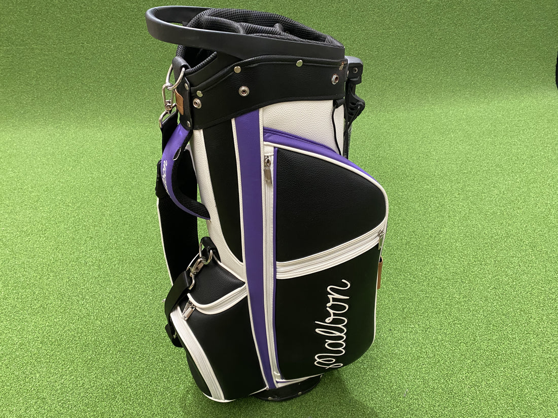 Malbon Black/Purple/White 4-Way Stand Bag With Raincover