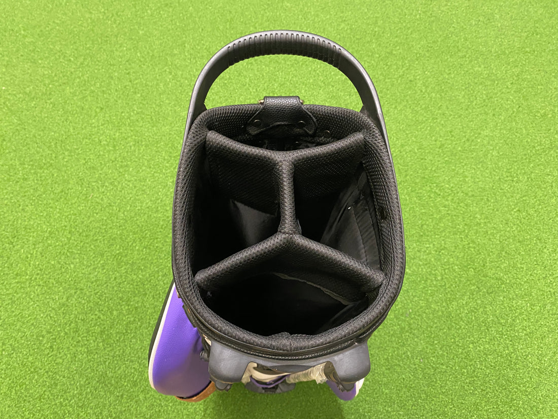 Malbon Black/Purple/White 4-Way Stand Bag With Raincover