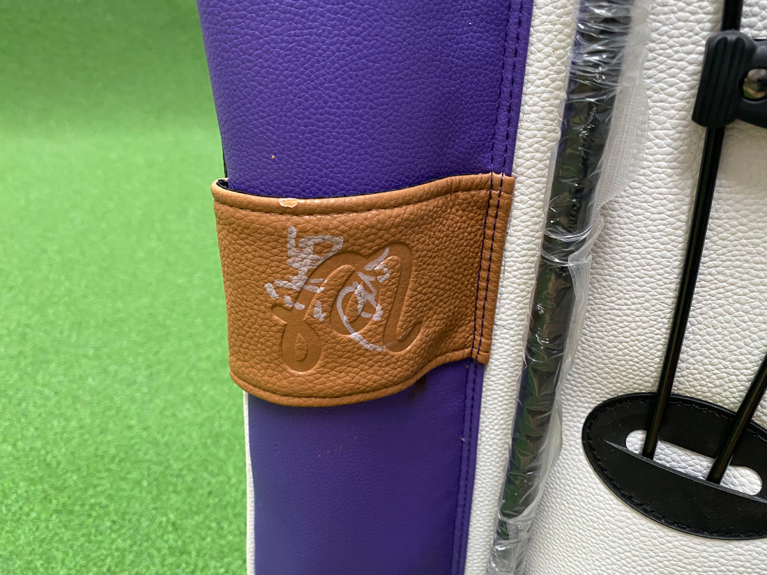 Malbon Black/Purple/White 4-Way Stand Bag With Raincover