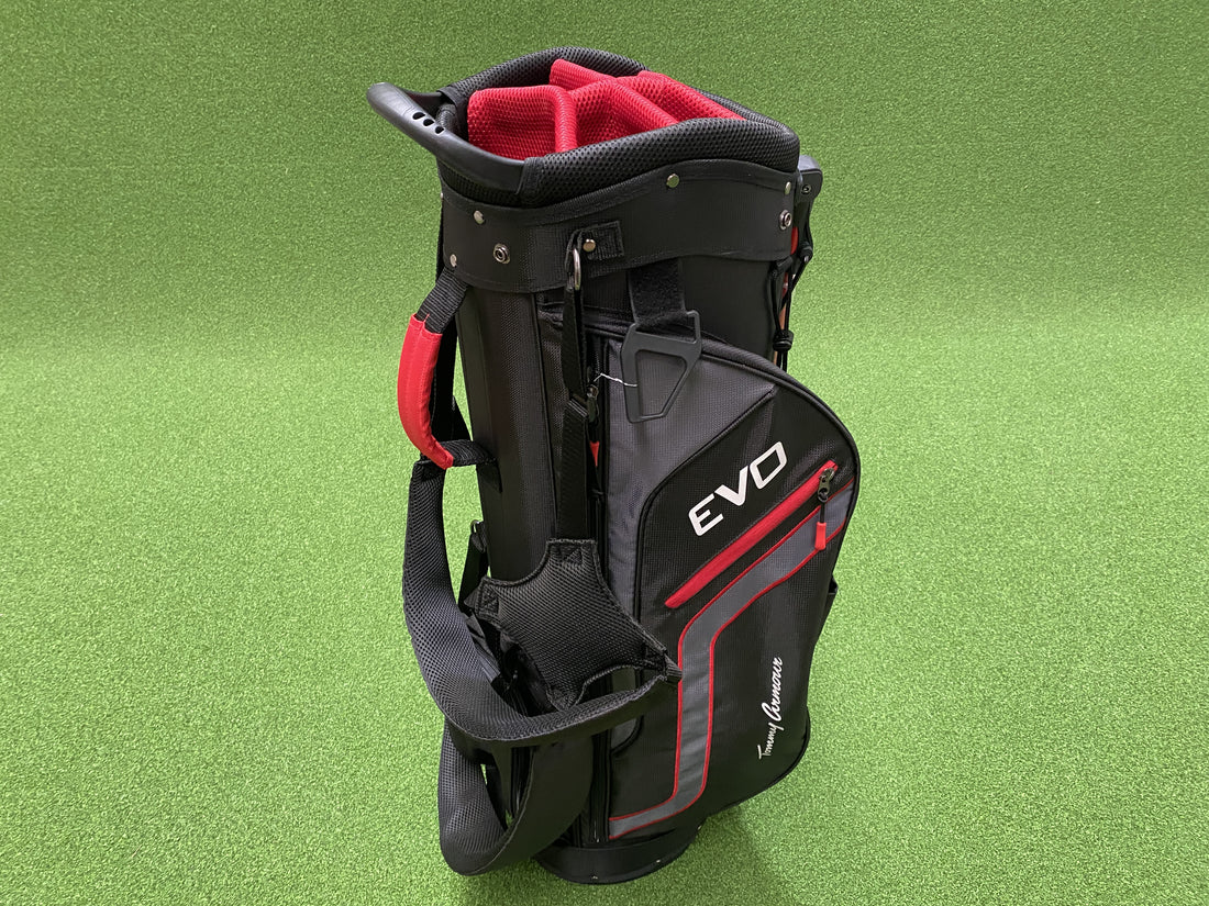 Tommy Armour Evo Black/Red 6-Way Stand Bag With Raincover *Like New*
