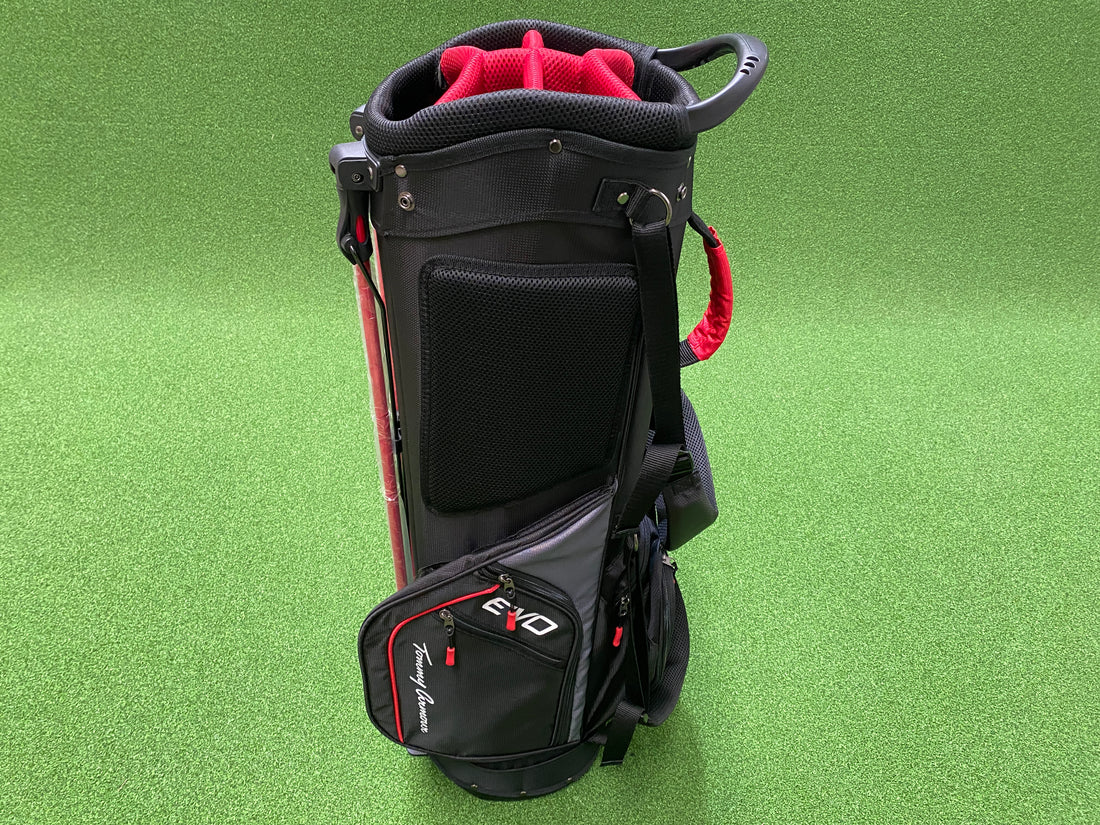 Tommy Armour Evo Black/Red 6-Way Stand Bag With Raincover *Like New*