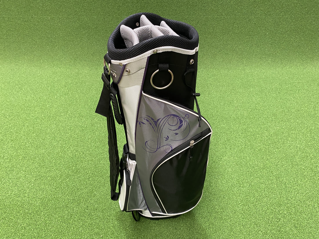 TiTech Black/Grey/Purple 6-Way Cart Bag With Raincover *Excellent Condition*