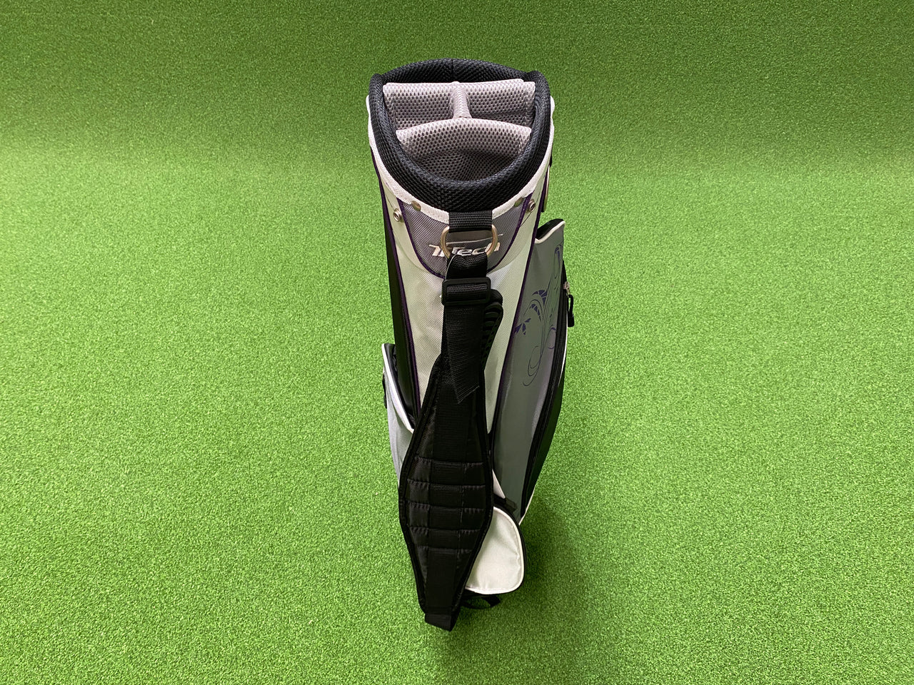 TiTech Black/Grey/Purple 6-Way Cart Bag With Raincover *Like New*  *No Raincover*