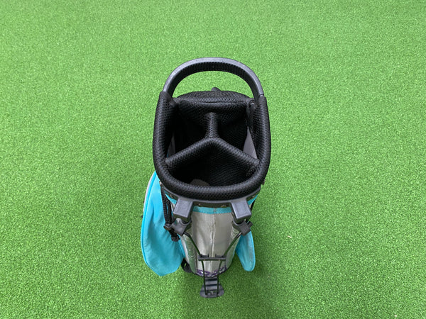 Grey/Aqua/Purple Junior 6-8Yr Olds 4-Way Stand Bag With Raincover *Pen Marks*