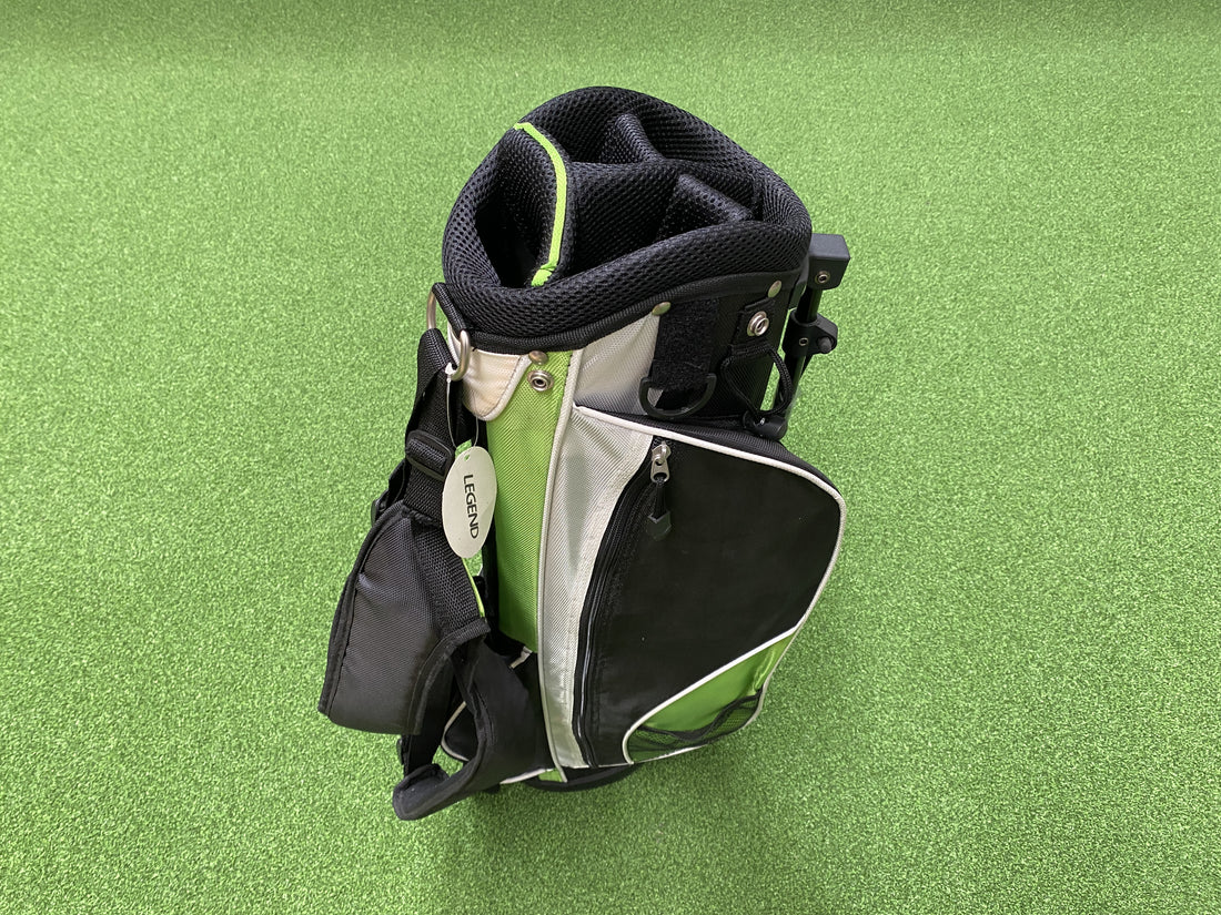 Legend Black/Grey/Green Junior 6-8Yr Olds 5-Way Stand Bag With Raincover *Like New*