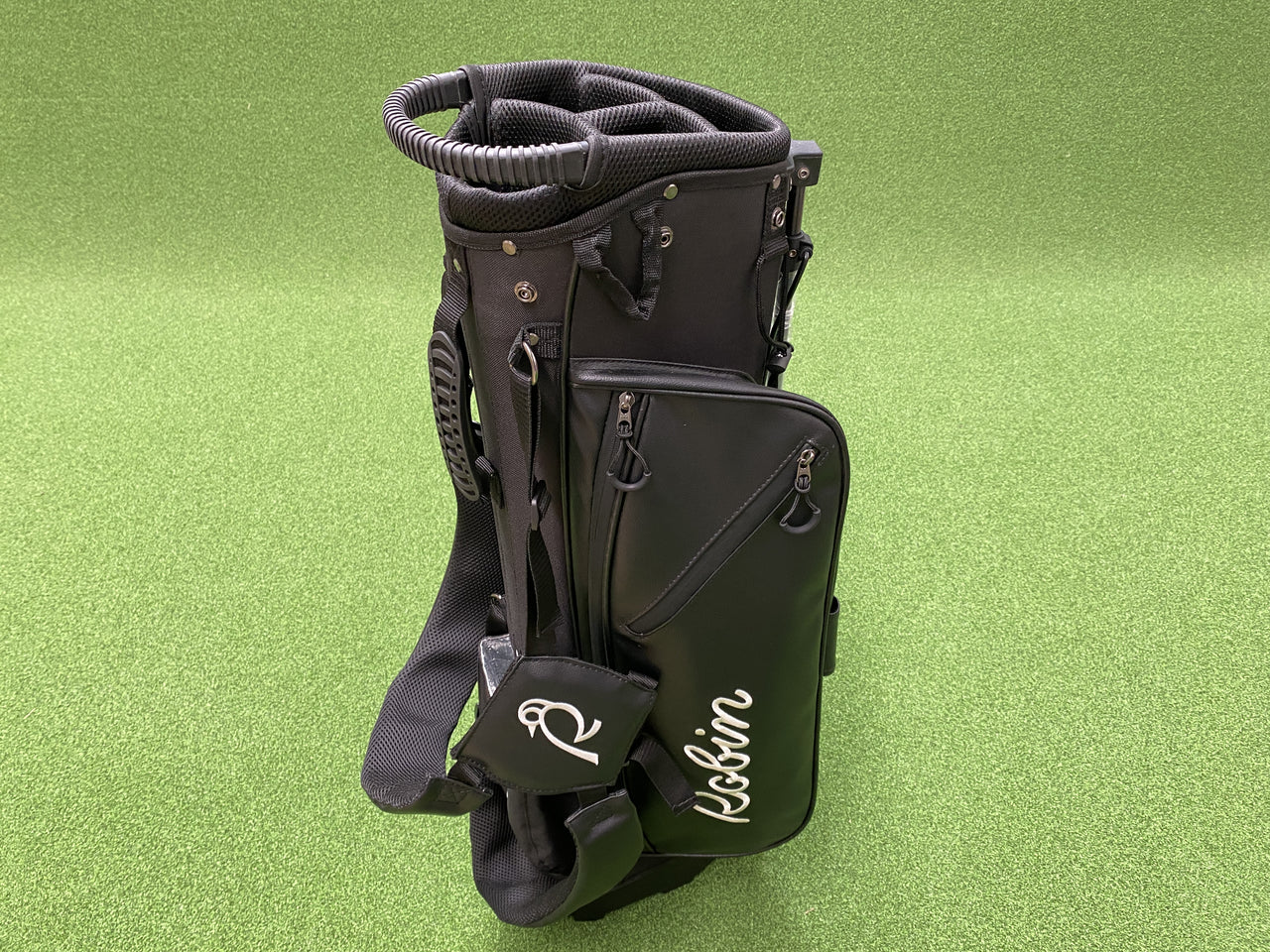 Robin Black Leather 4-Way Stand Bag With Raincover *Like New*