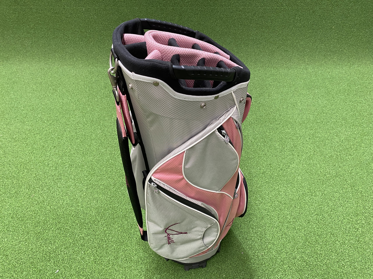 Dephlin Grey/Pink 14-Way Cart Bag With Raincover *Excellent Condition*