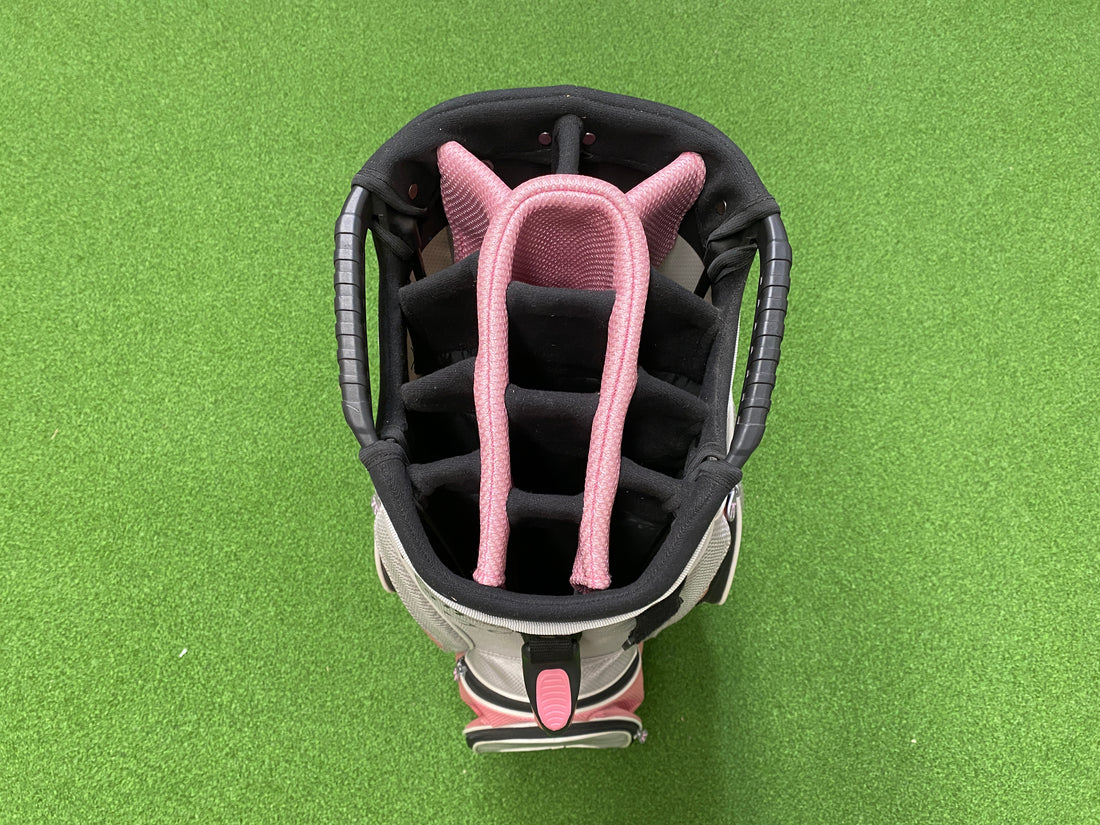 Dephlin Grey/Pink 14-Way Cart Bag With Raincover *Excellent Condition*