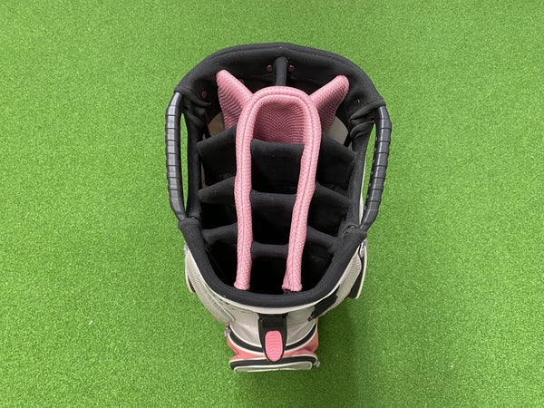 Dephlin Grey/Pink 14-Way Cart Bag With Raincover *Excellent Condition*
