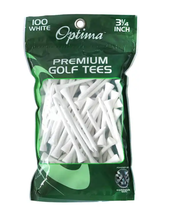 Optima Wooden Tees 3 1/4" 100 Pack White
